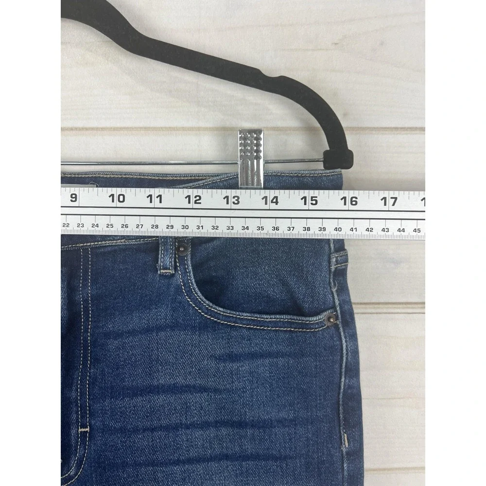 Carly Jean Los Angeles Kate Cropped Flare Jeans Womens 11 Blue Raw Hem Stretch - Picture 6 of 10